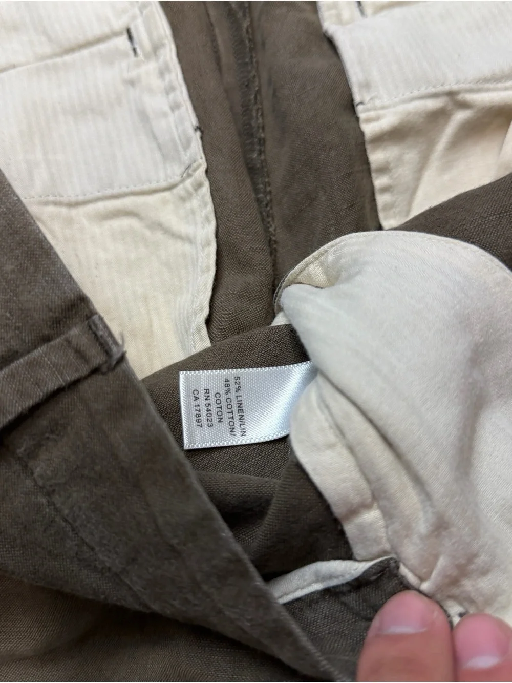 Mens Banana Republic Dawson Brown Cotton Linen Straight Pants Size 36x32